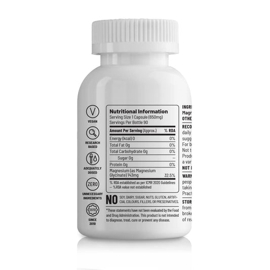 Unived High Absorption Magnesium Glycinate - 650mg - 22% Elemental Magnesium - 90 Vegan Capsules