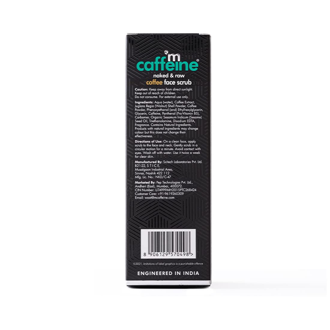 mCaffeine Coffee Tan & Dead Skin Removal Face Scrub (75gm)|Caffeine & Walnut Scrub for Face|Exfoliating & Brightening Scrub|Blackhead Remover,Whitehead Remover,Detan Pack I Face Scrub For Women & Men