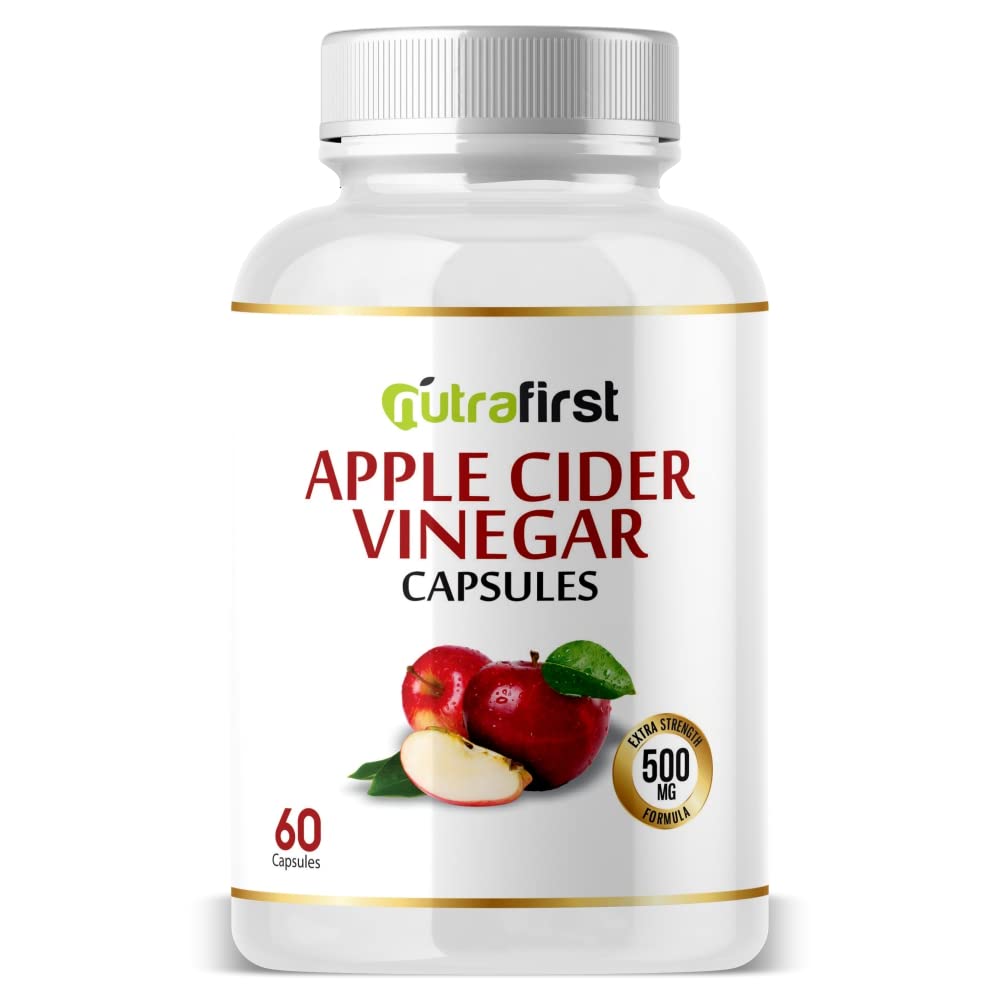 Nutrafirst Apple Cider Vinegar Capsules (500mg) for Weight Management, Skin & Hair Health in Men & Women â€“ 60 Capsules