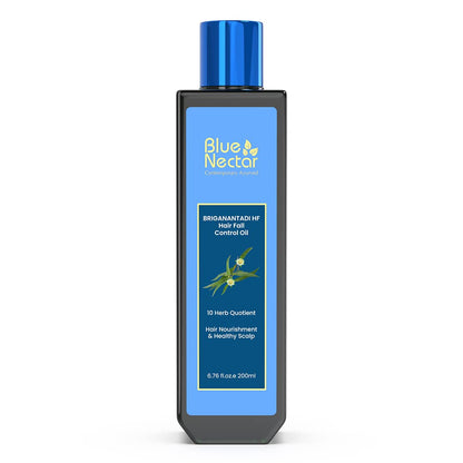 Blue Nectar Briganantadi Hair Oil with Bhringraj & Amla | Ayurvedic Non-Sticky hair oil for Hair growth & Healthy Scalp (10 Herbs, 200ml)