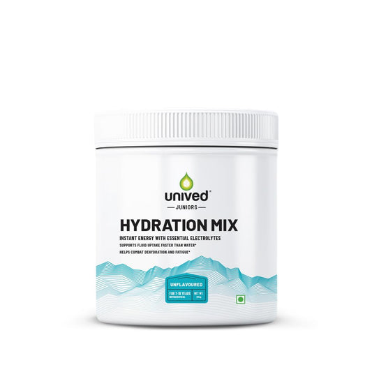 Unived Juniorâ€™s Hydration Mix | For Young Athletes | For Energy and to Replenish Lost Electrolytes & to Rehydrate | Essential Electrolytes with Vitamin C & Zinc | Ages 7-18 (Unflavoured)