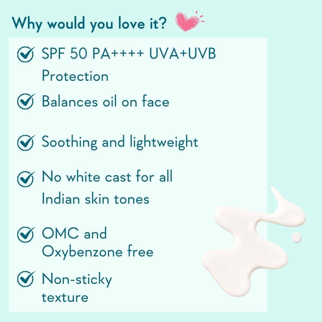 WishCare Niacinamide Oil Balance Fluid Sunscreen SPF 50 PA++++ In-Vivo Tested | 8Hrs+ SPF Protection | Lightweight, Matte & No White Cast | Sunscreen SPF 50 For Oily Skin, Sensitive, Dry & Combination Skin | For Women & Men | 50 ml