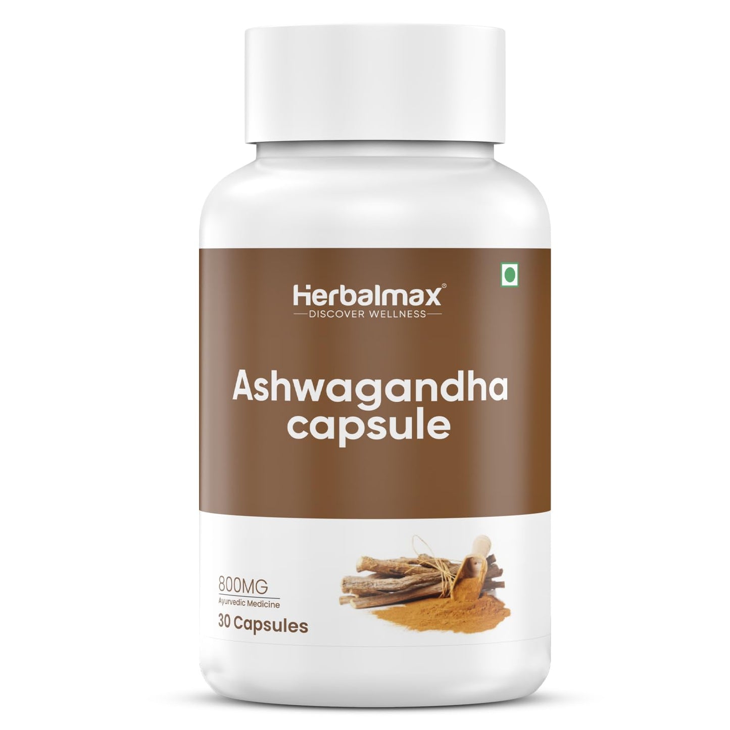 Herbal Max Ashwagandha General Wellness Capsules â€“ 30 Veg Capsules 800mg | Ayurvedic Supplement for Stress Relief, Performance, Immunity & Energy