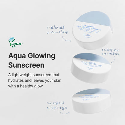 Dr. Althea Aqua Glowing Sunscreen | SPF 50+ PA++++ | Lightweight Hydrating Sunscreen | Non-Greasy, No White Cast | Korean Vegan Skincare | 45ml