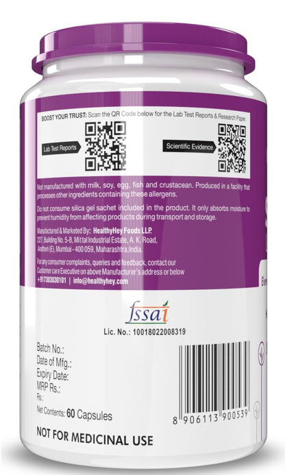 HealthyHey Nutrition Selenium Capsules 40mcg - Superior Absorption - 60 Vegetarian Capsules
