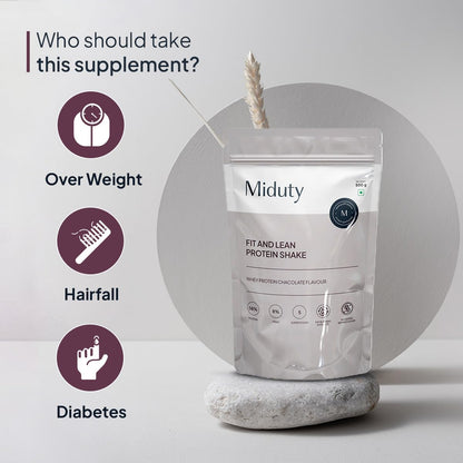 Miduty by Palak Notes Fit N Lean Protein Shake Low-Carb Protein Shake Sweetened with Xylitol & Stevia, Ashwagandha, Garcinia Cambogia, MCT Powder - Lean Protein for Weight Loss - 500 grams
