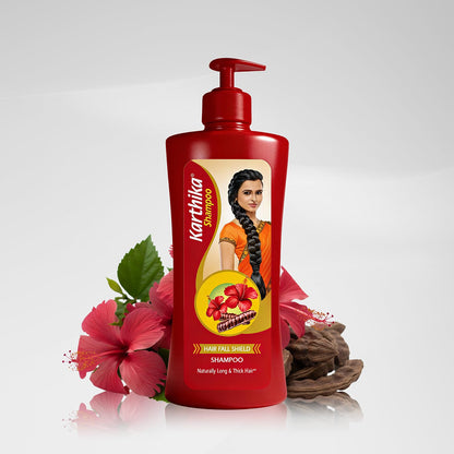 Karthika Hairfall Shield Shampoo with Shikakai & Hibiscus | Herbal Anti-Hairfall Shampoo for Strong & Healthy Hair | Natural Care for Men & Women | 650ml