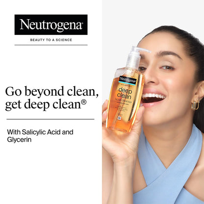 Neutrogena Deep Clean Gentle Facial Cleanser | 2x Glycerin & Cleansing Agent | Alcohol-Free | Dermatologist Tested | Normal to Oily Skin | For Men and Women | 200ml