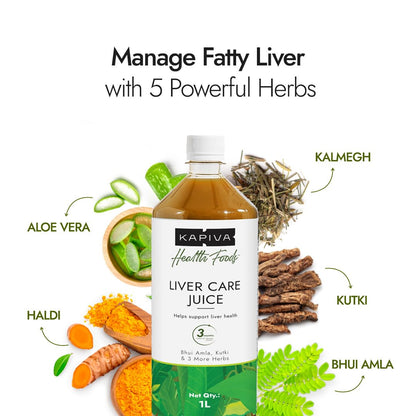 Kapiva Liver Care Juice (1L) | Anti-oxidant Rich Supplement With 5 Ayurvedic Herbs | Supports Fatty Liver Management & Detox