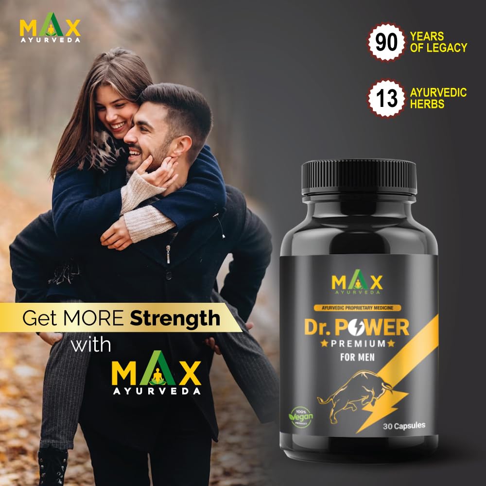 Max Ayurveda Dr Power Premium Capsules For Men - (30 Capsules) Stamina, Strength and Vitality Booster