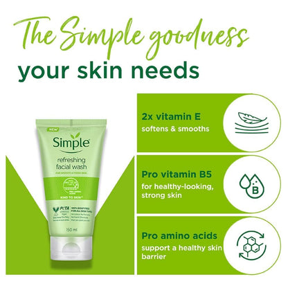 Simple Kind To Skin Refreshing Facial Wash 150 ml (Pack of 2)