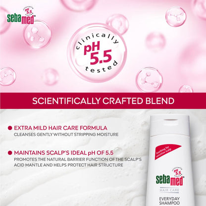 SebaMed Everyday Shampoo 200 Ml|Ph 5.5|Normal To Dry Hair| Mild|Gives Moisture & Volume |Phthalates & Sls And Parabens Free |Unisex For Dry Scalp Toxin Free | Clinically Proven | Toxin Free