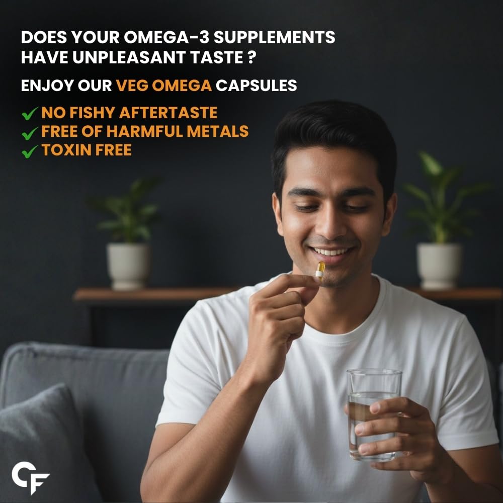 Carbamide Forte Veg Omega 3 2000mg | Plant- Based Omega 3 Supplement with 20% Algal DHA | Supports Heart, Brain & Eye Health - 120 Capsules