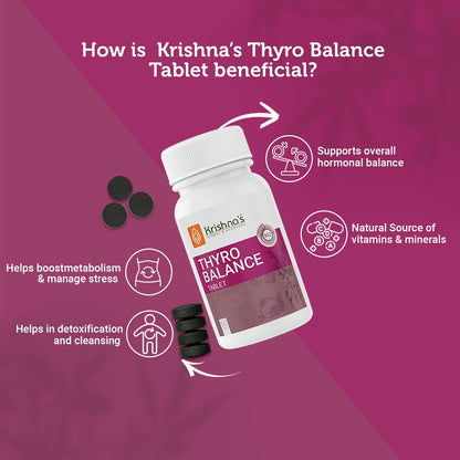 Krishna's Thyro Balance Tablets â€“ Herbal & Non-GMO Formula - 60 Tablet (Pack of 1)