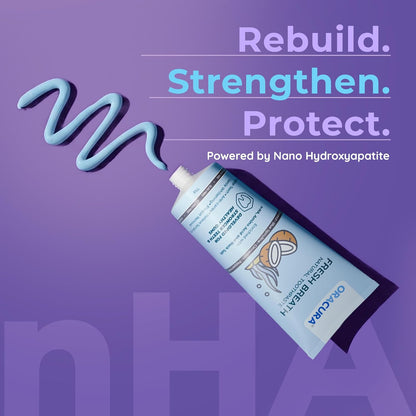 ORACURAÂ® Fresh Breath Natural Toothpaste (Coconut & Blue Spirulina) | Fights Bad Breath & Promotes Oral Balance | Fluoride-Free, SLES-Free | 75g
