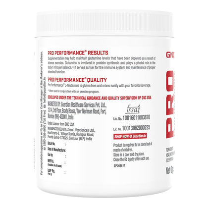 GNC Pro Performance L-Glutamine 5000 mg | 250 gm | 50 Servings | Key Amino Acid For Faster Recovery | Boosts Immunity | Supports Intestinal Function | Lactose Free | Zero Gluten | Unflavoured