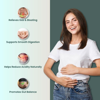 ZEROHARM Gas Relief Capsules | Ayurvedic Preâ€‘Probiotic & Digestive Enzymes Blend with Triphala (Amla, Haritaki, Bibhitaki) | Eases Digestion, Bloating, Gas Relief & Acidity | Men & Women | 60 Capsules