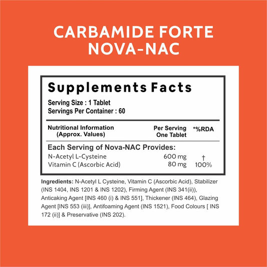 Carbamide Forte N-Acetyl, L-Cysteine 600mg (NAC) - 60 Veg Tablets & ZMA Supplements for Men & Women - Zinc, Magnesium Aspartate & Vitamin B6 60 Veg Tablets 60 Count (Pack of 1)