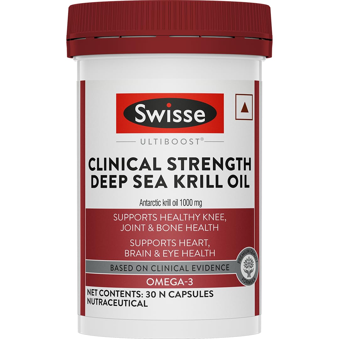 Swisse Antarctic Krill Oil - 1000mg Krill Oil In Each Capsule, Manufactured In Australia - Supports Healthy Heart & Joint Health with Astaxanthin & Phospholipids (30 Capsule)