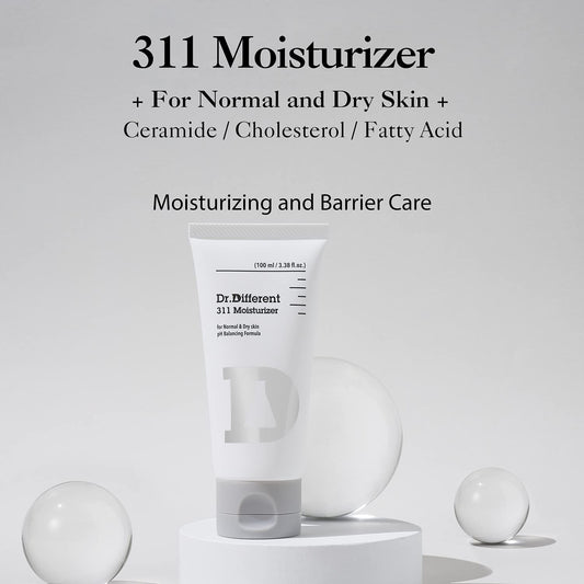 Dr.Different 311 Moisturizer - Ceramide Face Moisturizer for Dry Skin, Hypoallergenic Hydrating and Skin Barrier Facial Cream, 3.38 oz