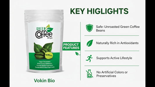 Vokin Biotech Organic Green Coffee Beans Unroasted Arabica Coffee Supports Weight Loss Management (500 Gram)-pack of1