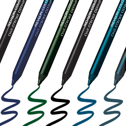REVLON Colorstay one stroke defining eyeliner kajal, Sharpenable Pencil, Rich Glossy, Longwear and Waterproof, One Stroke to intense defined Eyes, Blackest Black
