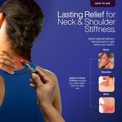 PURETIVE | Neck Pain Relief Roll-On | 100% PURE Plant Oils| Instant Cooling & Warming Sensation to Soothe Muscle Tension | For Neck Pain Caused by Poor Posture & Long Hours at a Desk | 10ML