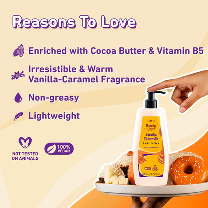 Plum BodyLovin' Vanilla Caramello Body Lotion | Cocoa Butter & Vitamin B5 for Deep Moisturization | Non-Greasy | Soft & Glowing Skin | for Dry to Very Dry Skin | Warm & Cozy Vanilla Fragrance â€“ 200ml | Exclusively Available on Amazon