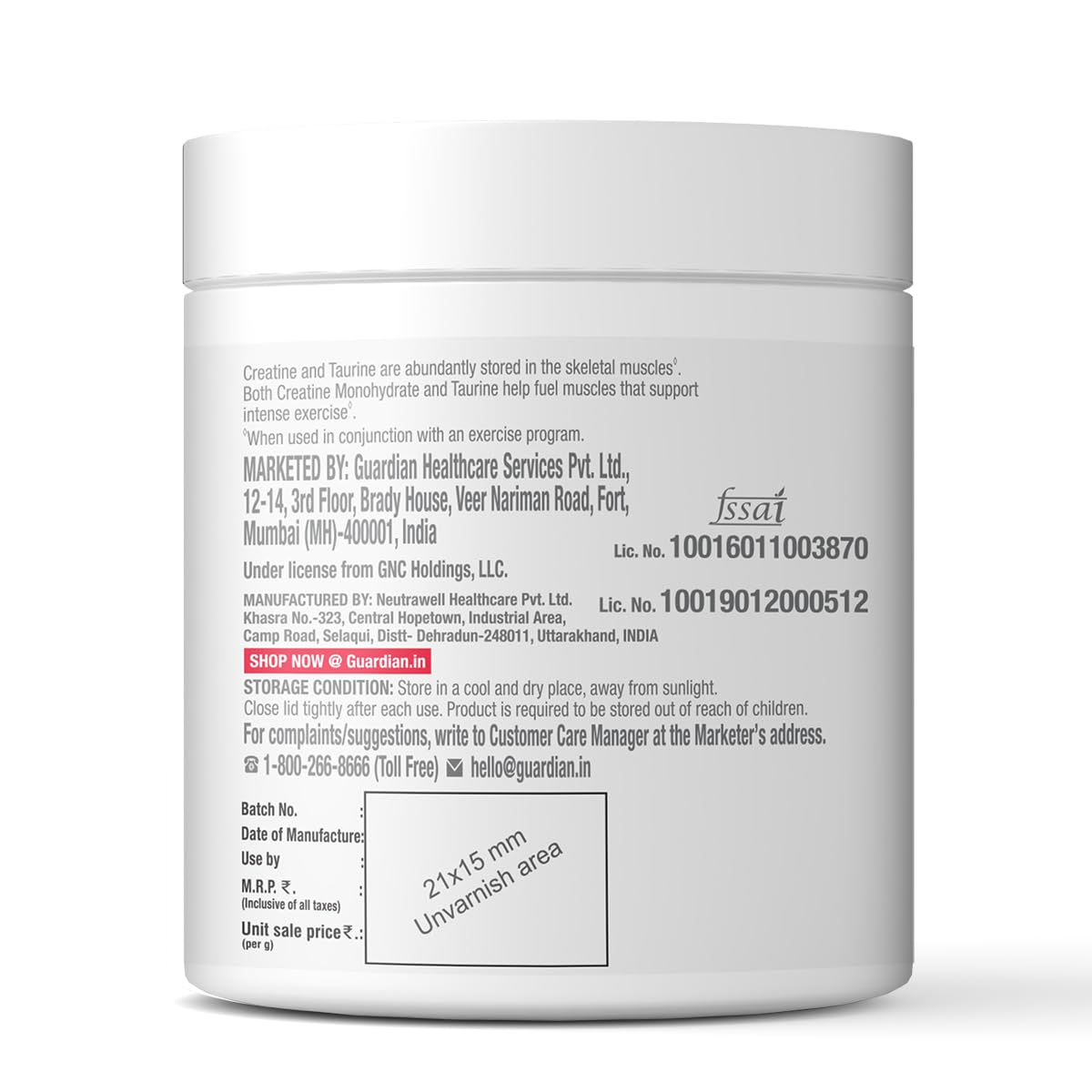GNC Pure Micronized Creatine Monohydrate + Taurine | 100 gm | 33 Serving | Unflavoured | Instantized | Fuels Muscles | Increase Muscle Mass | Rapid Absorption | Faster Muscle Building| Lab Tested | Faster Muscle Recovery| Boost Performance | Imported