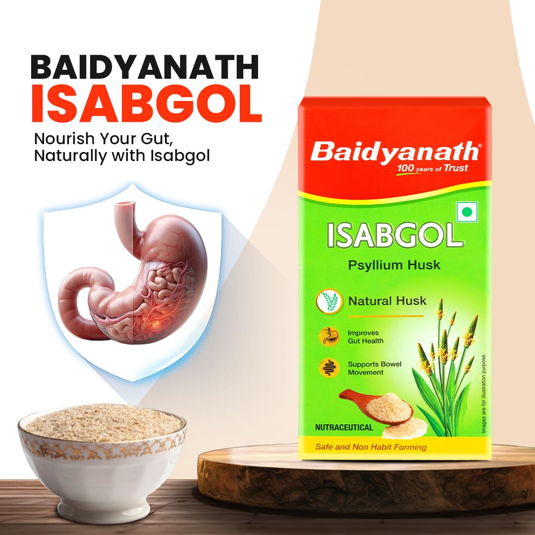 Baidyanath Ayurved Isabgol - Psyllium Husk Powder - 200gm | Healthy Digestive Tract | Rich Source Of Dietary Fibre, Gluten Free | Effectively Relieves Constipation | Supplement For Digestion