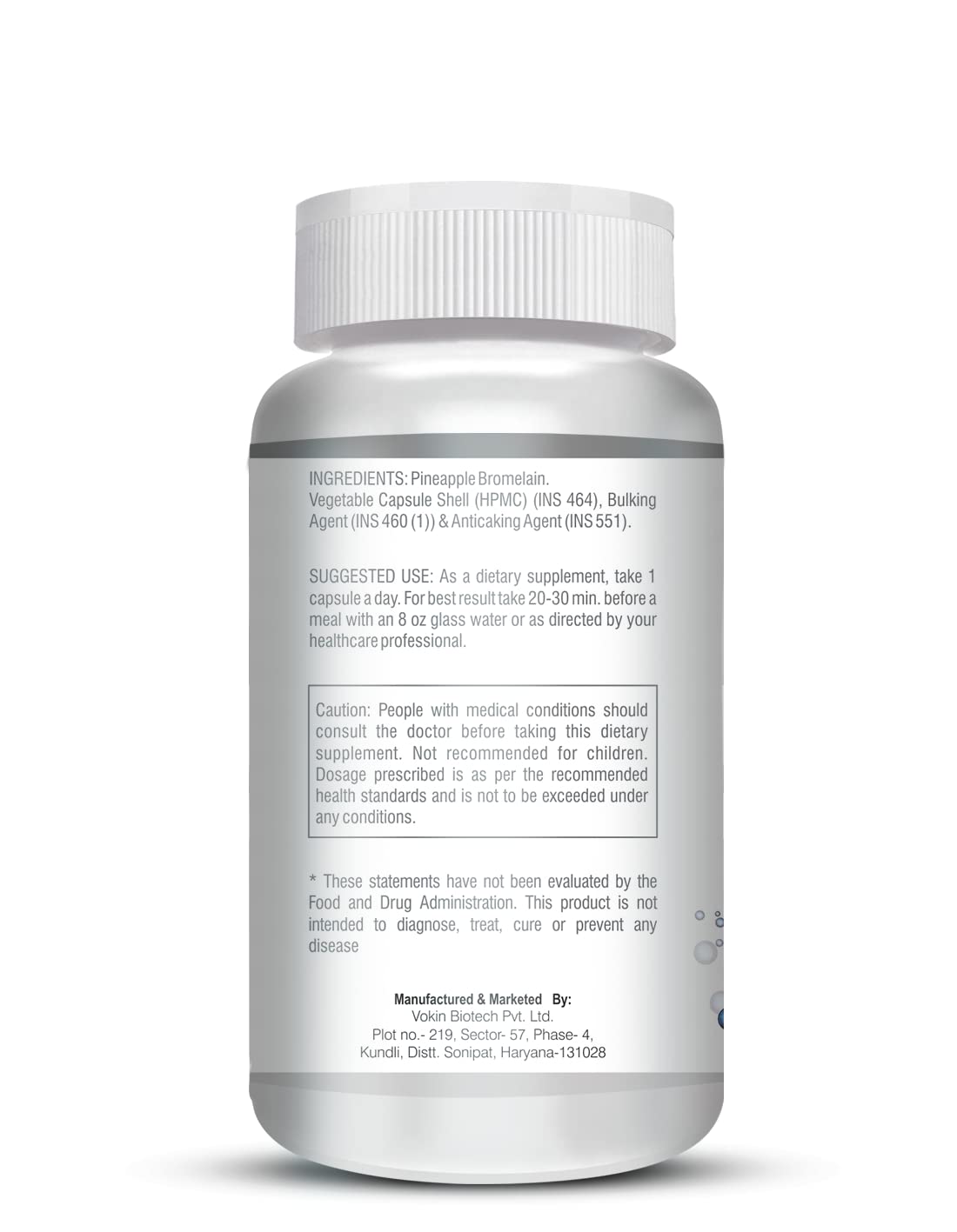 Vokin Biotech Bromelain Pineapple Digestive Enzyme- 2400 GDU/g - 500 mg | 90 Capsules (Pack of 1)