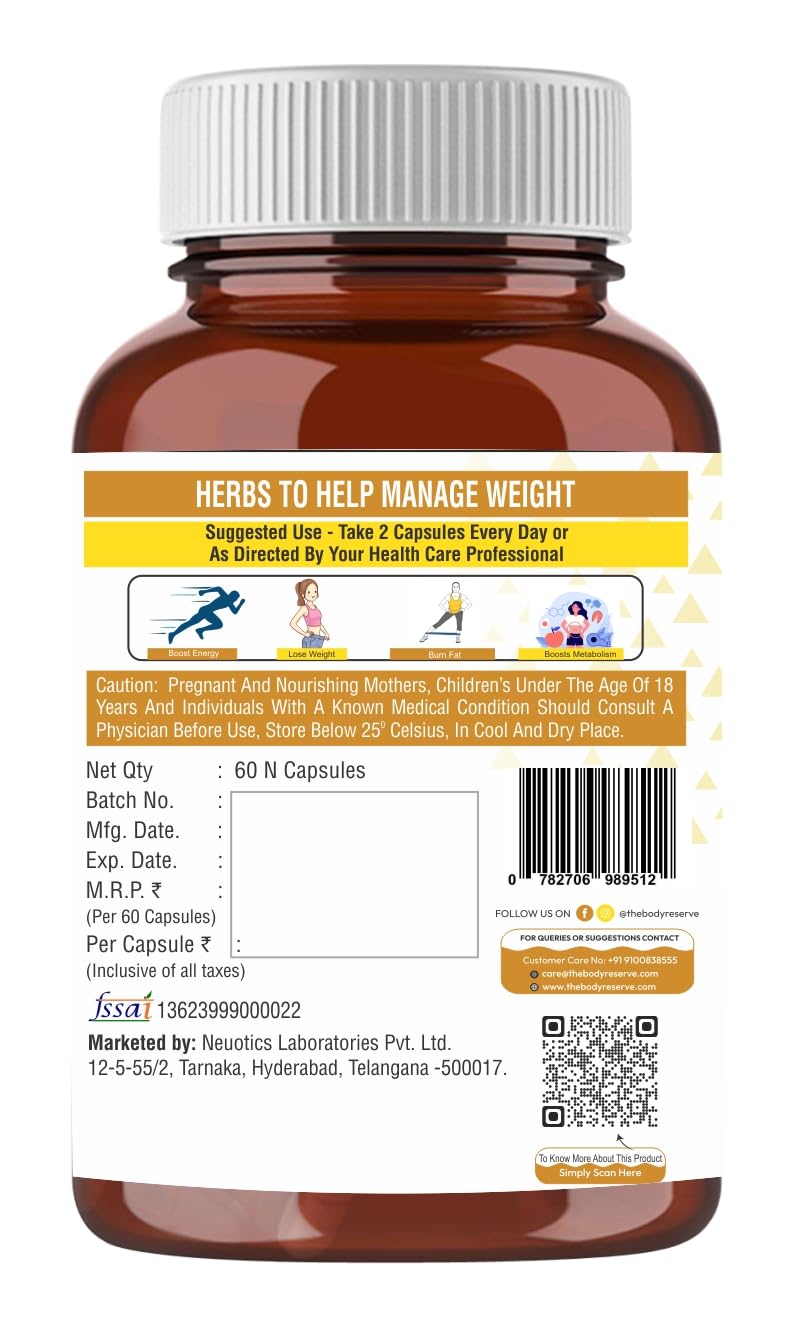 The Body Reserve Keto Fat Burner Capsules | Weight Loss Supplement with 1000mg Garcinia Cambogia, Green Coffee & Green Tea Extract | Daily Weight Loss Burner for Men & Women | Metabolism Support | 60 Veg Capsules