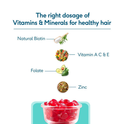 HealthKart HK Vitals Hair Strength (Strawberry, 60 Biotin Gummies) | With Zinc, Vitamin C, A, and E, Vegan, Gluten Free | For Healthier Skin, Hair, and Nails