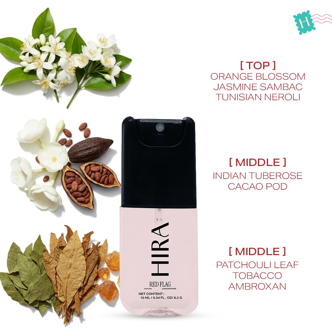HIRA Red Flag Perfume for Women 10 ml | Bold Floral, Tuberose & Patchouli Eau De Parfum for Date Nights | 8 Hours Long Lasting Perfume for Woman |Skin Friendly Perfumes | Gifts for Woman, Mom