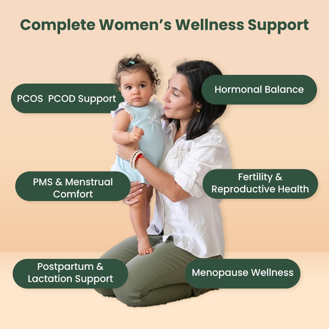 ZEROHARM Holistic Shatavari Supplement - Nano Formulated Shatavari Root Extract Powder for Hormonal Balance & Lactation Support - PCOS PCOD, PMS & Menopause Wellness for Women - 60 Tablets