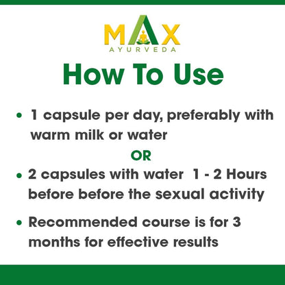 Max Ayurveda Dr. Kaamdev Capsules for Men (30 Capsules) - 100% Vegan and GMP Certified | Stamina, Power and Energy Booster