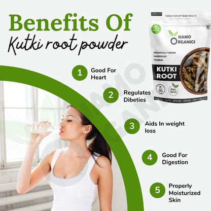 Namo Organics - Pure Kutki root for Liver - 100g - Katuki - Picrorhiza Kurroa | Preservative-free, Chemcial- free
