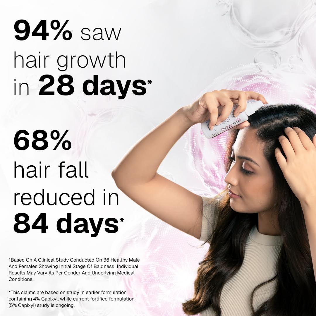 Bontress PRO+ Scalp Serum | Powered by Pro Active Peptides â€“ 5% Capixyl, 3% Redensyl, 3% Anagain, 3% Procapil | Dermat recommended Hair Growth Serum | 94% Users Reported Hair Growth in 28 Days | 30ml