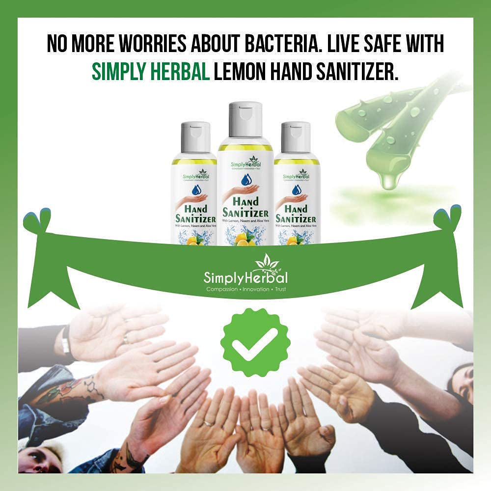 Simply Herbal Hand Sanitizer Neem, Lemon & Alcohol Based 100 ML