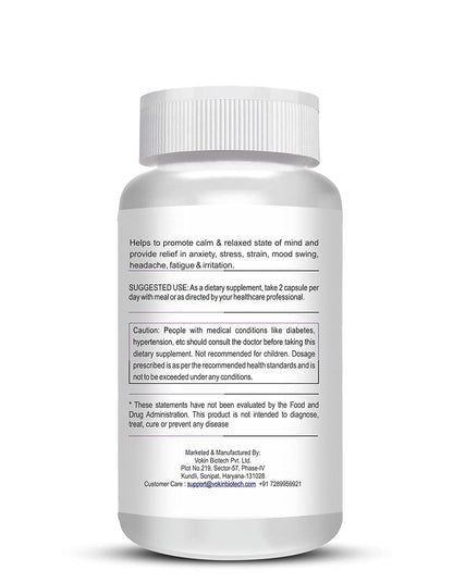 Vokin Biotech Stress Reliever Capsule Support for Stress, Fatigue and Tension (Gold standard Ashwagandha, Brahmi, Jatamansi- General Wellness | (90 Capsules)
