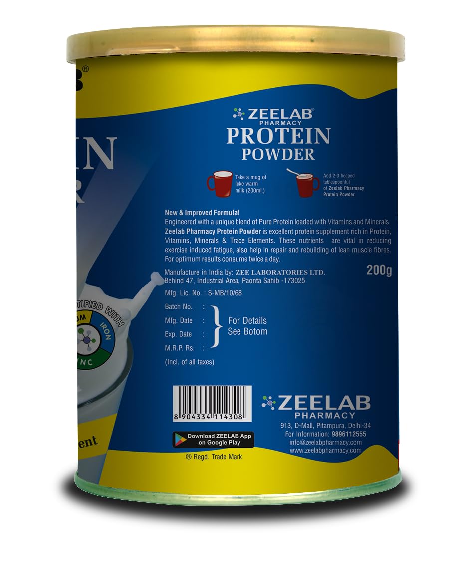 Zeelab Protein Powder 200g Vanilla | Health And Nutritional Protein Drink For All Age Group | 25 Vital Nutrients to Support Strength, Immunity and Active Life (Vanilla Flavour)