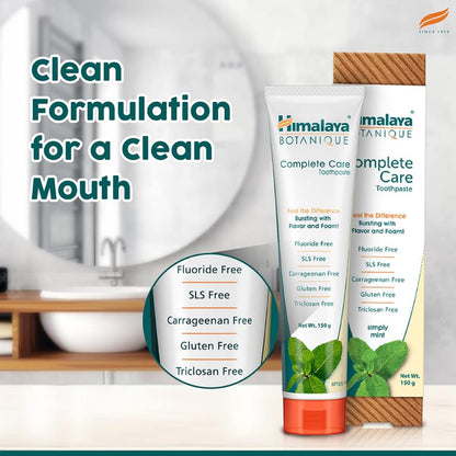 Himalaya Botanique Complete Care Toothpaste 150g, Mint | Protects teeth from Germs & Plaque, Freshens Breath | Fluoride & SLS Free | Clean & Herbal Formulation