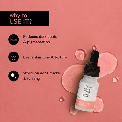 Deconstruct 5% Niacinamide Face Serum | + 2% Alpha Arbutin Face Serum | Clearing Serum for Pigmentation, Acne Marks, Dark Spots, Tanning | For Oily & Sensitive Skin | 10 ml