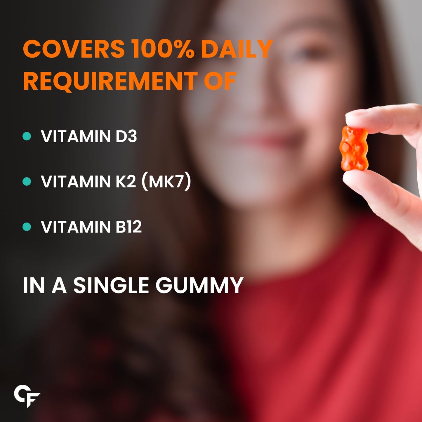 Carbamide Forte Vitamin D3 K2 B12 Gummies | Vitamin B12 Supplements | B12 Supplements For Bone Health & Immunity | Veg Lichen Source D3 Supplement | Mango Flavoured - 60 Gummies