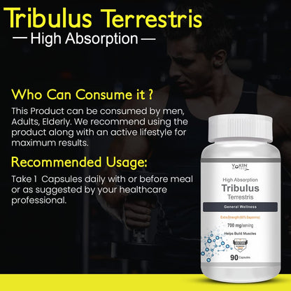 Vokin Biotech Tribulus Terrestris 700mg Energy, Performance & Stamina 90 Veg Capsules