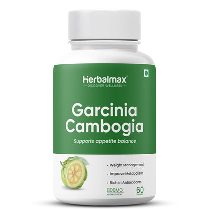 Herbal Max Garcinia Cambogia Capsules â€“ 60 Veg Capsules | 60% HCA & Green Tea Extract | Supports Weight Management, Fat Burning, Digestion & Metabolism