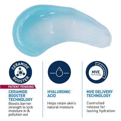 CeraVe HA Water Gel with Hyaluronic Acid, Ceramides & Niacinamide for Plumpy hydration|Oil-free gel moisturizer| 3 sec fast absorption| Dermat recommended for Women & Men| 50 ml