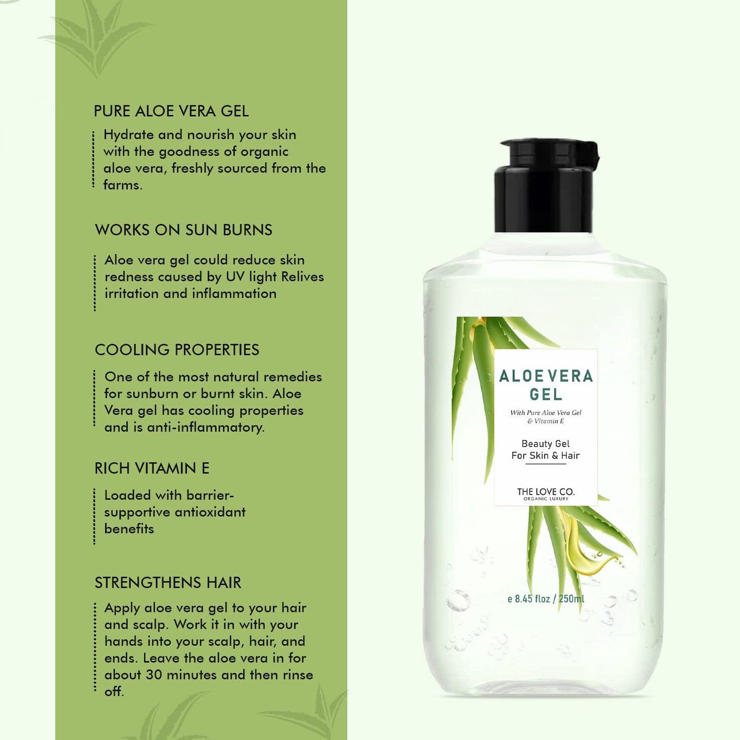 The Love Co. Pure Aloe Vera Gel + Tea Tree Gel 250mlx2 | Pack of 2