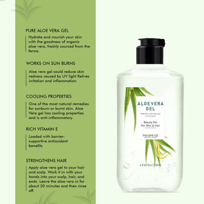 The Love Co. Pure Aloe Vera Gel + Tea Tree Gel 250mlx2 | Pack of 2