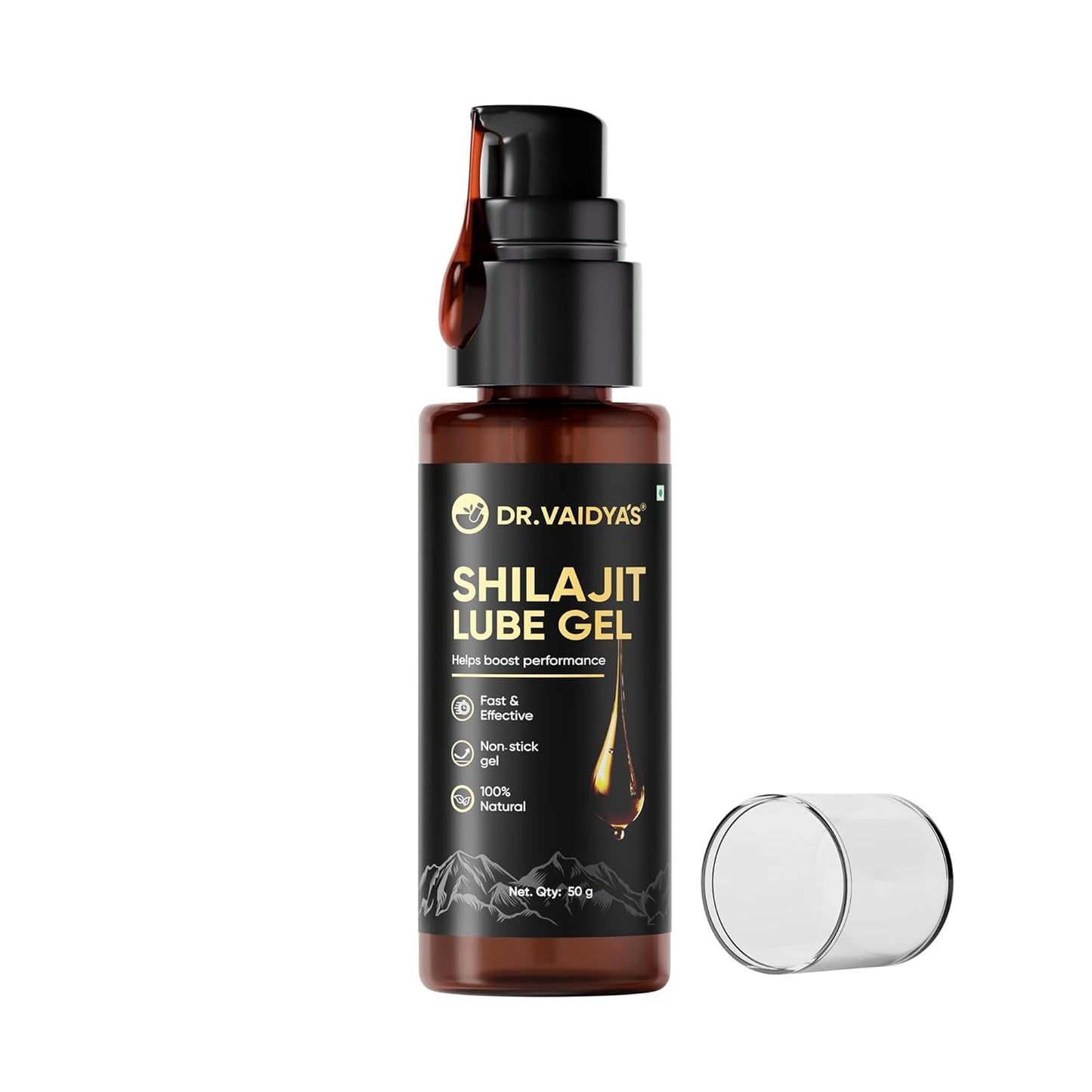 Dr. Vaidyaâ€™s Shilajit Lube Gel | First Ever Shilajit Infused Lube Gel | Enhances Performance & Stamina | Mess free | 100% Pure Himalayan Shilajit, Jaiphal & Cinnamon Oil, Ashwagandha | 50g